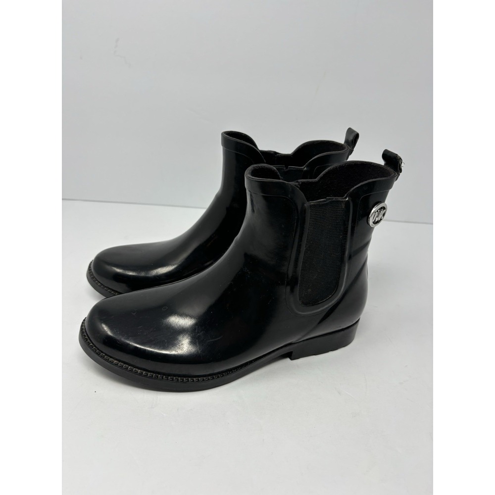 Michael Kors Womens Rain Boots Waterproof Black Low Rubber size 6 No Insoles